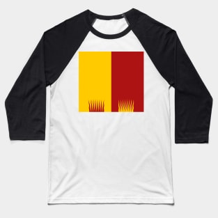 Talabecland Heraldry Colours - Halved with Flame Edging - Red and Yellow Baseball T-Shirt